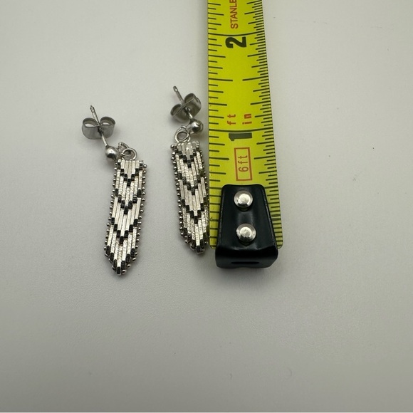 Silver Plated Medal Riccio Earrings - Vintage - Picture 11 of 11